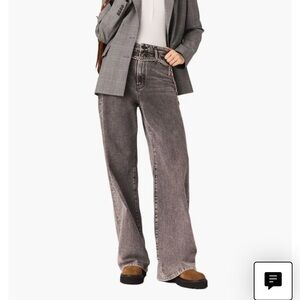 Maje grey wide leg chain belt jeans size 34